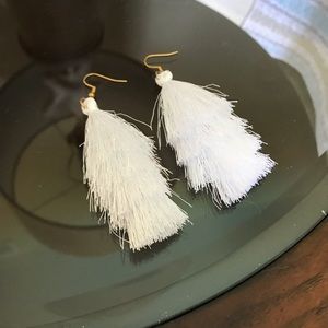 White layered tassel earrings! Never worn!